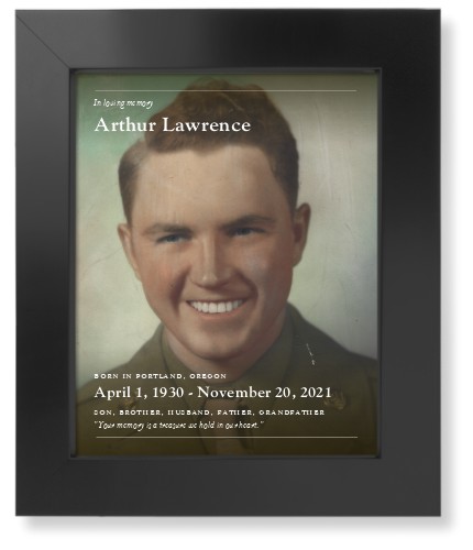 In Memoriam Portrait Art Print, Black, Signature Card Stock, 8x10white