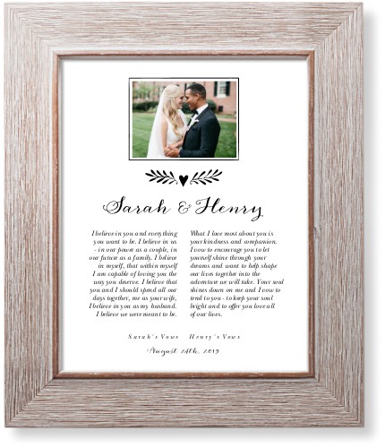 Elegant Wedding Vow Collage Art Print, Rustic, Signature Card Stock, 8x10black