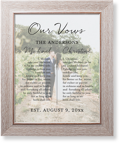 Ingrained Love Vows Art Print, Rustic, Signature Card Stock, 11x14, White
