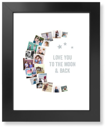 To The Moon Collage Art Print, Black, Signature Card Stock, 11x14, White