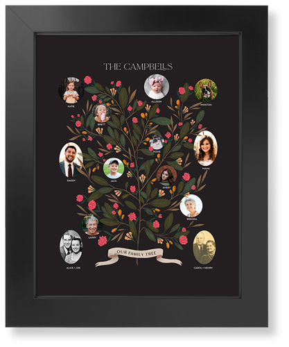 Blooming Family Tree Art Print, -Black-Black-Signature Card Stock-11x14