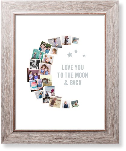 To The Moon Collage Art Print, Rustic, Signature Card Stock, 11x14white