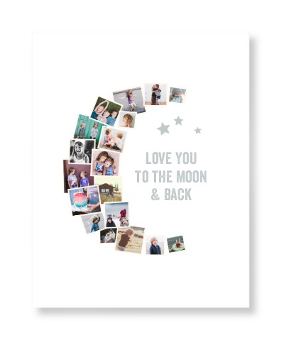 To The Moon Collage Art Print, -No Frame-White-Signature Card Stock-11x14