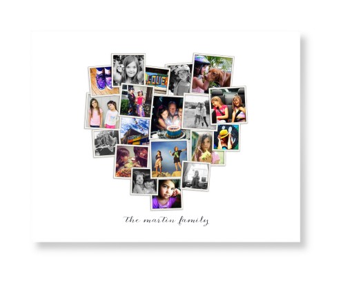 Tilted Heart Collage Art Print, -No Frame-White-Signature Card Stock-11x14