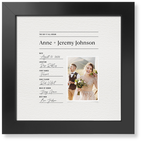 Wedding Journal Entry Art Print, Black, Signature Card Stock, 12x12, White