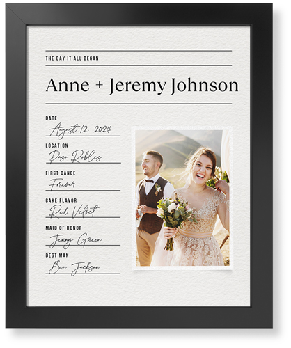 Wedding Journal Entry Art Print, Black, Signature Card Stock, 16x20, White