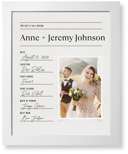 Wedding Journal Entry Art Print, White, Signature Card Stock, 16x20, White