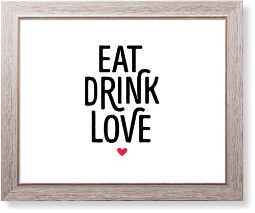 Eat Drink Love Heart Art Print, Rustic, Signature Card Stock, 16x20, Multicolor