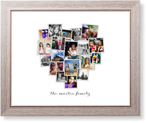 Tilted Heart Collage Art Print, Rustic, Signature Card Stock, 16x20, White, white