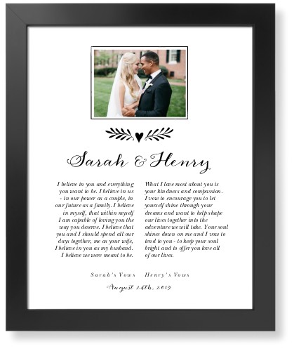 Elegant Wedding Vow Collage Art Print, Black, Signature Card Stock, 16x20, Black