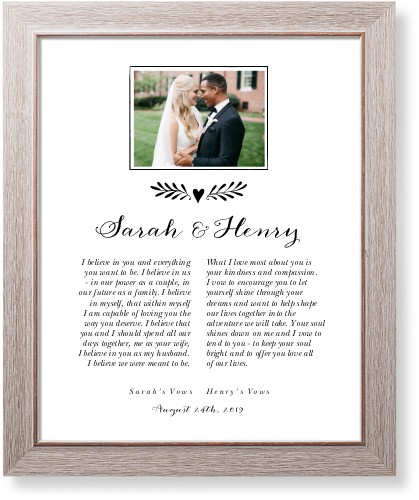 Elegant Wedding Vow Collage Art Print, -Rustic-Black-Signature Card Stock-16x20