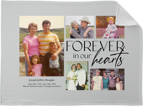 In Our Hearts Memorial Fleece Photo Blanket, Fleece, 30x40, Gray