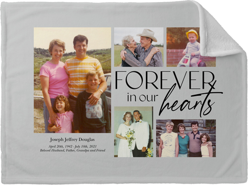 In Our Hearts Memorial Fleece Photo Blanket, Plush Fleece, 30x40, Gray, smoke