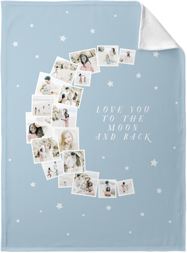 To The Moon Collage Portrait Fleece Photo Blanket, Fleece, 30x40, Blue