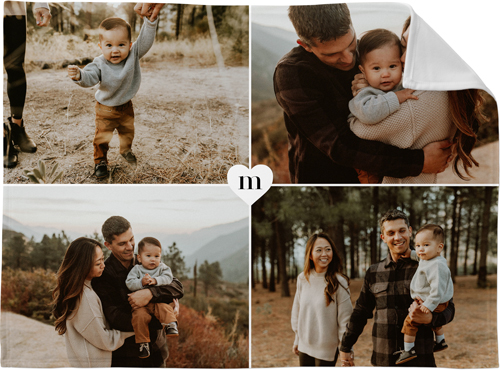 Grid Heart Cutoff Fleece Photo Blanket, Fleece, 30x40, White, white