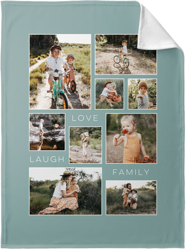 Love And Family Sentiments Fleece Photo Blanket, Fleece, 30x40, Blue