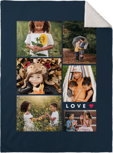 Modern Love Collage Fleece Photo Blanket, Sherpa, 30x40, Black, silhouette