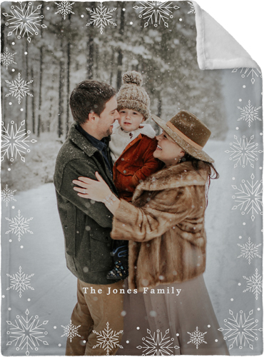 Snowflake Overlay Portrait Fleece Photo Blanket, Plush Fleece, 30x40, White
