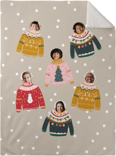 Floating Sweaters Fleece Photo Blanket, Sherpa, 30x40, Brown, cafe