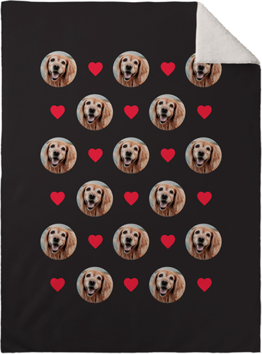 Loved Floating Faces Fleece Photo Blanket, Sherpa, 30x40, Red, fire engine