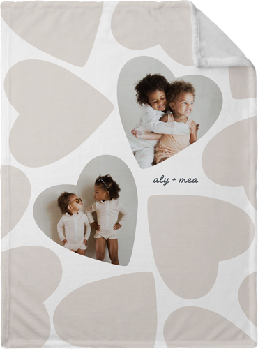 Heart Repeat Fleece Photo Blanket, Plush Fleece, 30x40, Beige