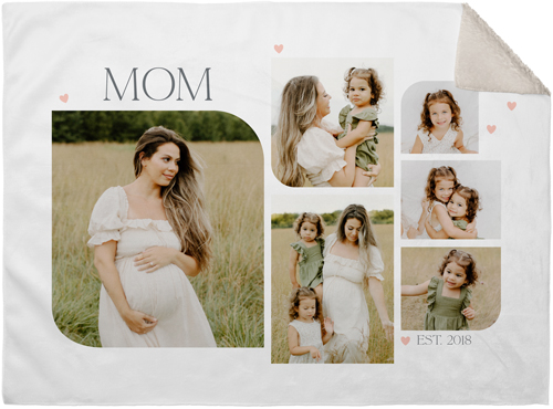Mom Arch Frames Fleece Photo Blanket, Sherpa, 30x40, White, white