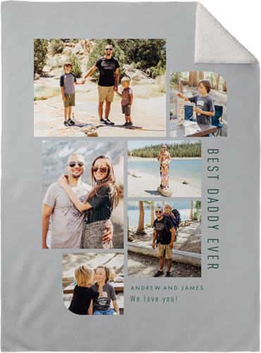 Rounded Edges Neutral Fleece Photo Blanket, Sherpa, 30x40, Gray, iron