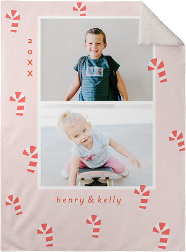 Candy Cane Collage Fleece Photo Blanket, Sherpa, 30x40, Pink