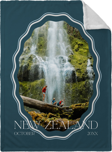 Rippled Border Fleece Photo Blanket, Plush Fleece, 30x40, Blue, park night