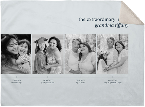 Timeline of Life Fleece Photo Blanket, Sherpa, 30x40, Gray, air