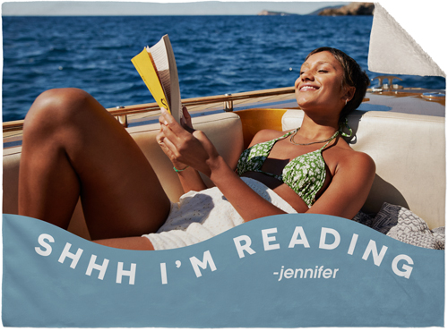 Busy Reading Fleece Photo Blanket, Sherpa, 30x40, Blue, marine layer