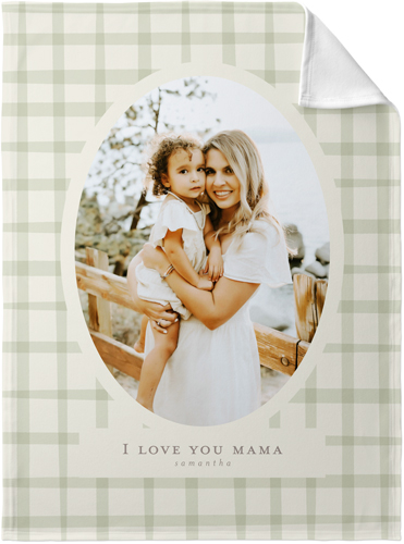 Painted Gingham Fleece Photo Blanket, Fleece, 30x40, Beige, antique white