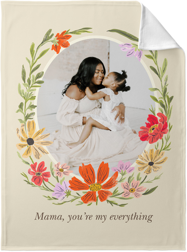 Floral Vignette Fleece Photo Blanket, Fleece, 30x40, Orange, coral