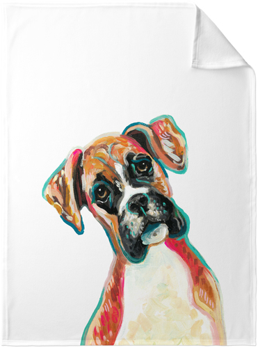 Boxer Custom Text Fleece Photo Blanket, Fleece, 30x40, Multicolor