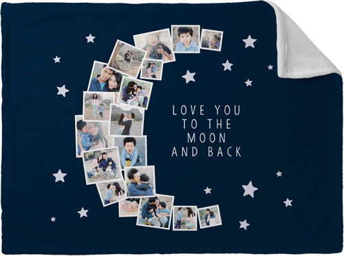 To The Moon Collage Fleece Photo Blanket, Plush Fleece, 30x40, Gray