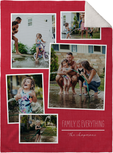 Tilty Collage Fleece Photo Blanket, Sherpa, 30x40, Red, scarlet