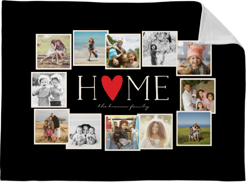 Home All Around Collage Fleece Photo Blanket, Fleece, 30x40, Black