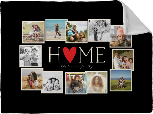 Home All Around Collage Fleece Photo Blanket, Plush Fleece, 30x40, Black