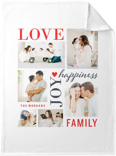 Love Joy Family Fleece Photo Blanket, Fleece, 30x40, White