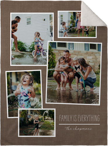 Tilty Collage Fleece Photo Blanket, Sherpa, 30x40, Brown, taupe