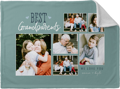Best Grandparents Fleece Photo Blanket, Plush Fleece, 30x40, Blue