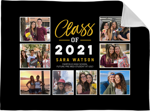 Graduation Class Collage Fleece Photo Blanket, Fleece, 30x40, Black