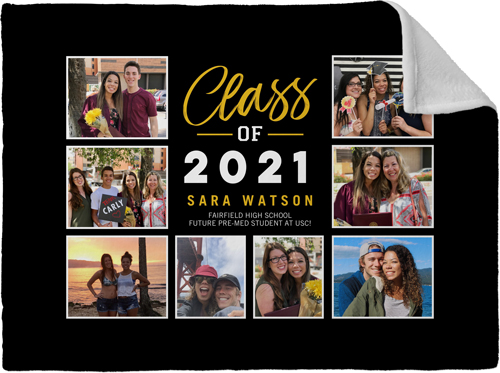 Graduation Class Collage Fleece Photo Blanket, Plush Fleece, 30x40, Black