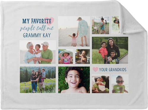 My Favorite People Heart Fleece Photo Blanket, Plush Fleece, 30x40, Gray