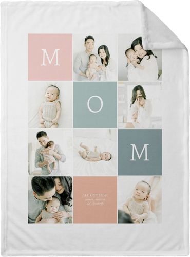 New Colorblock Mom Fleece Photo Blanket, Plush Fleece, 30x40, Pink