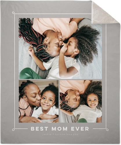 Hand-drawn Whimsy Border Fleece Photo Blanket, Sherpa, 50x60, Gray, stone