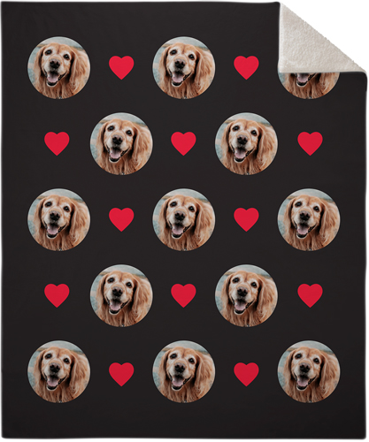 Loved Floating Faces Fleece Photo Blanket, Sherpa, 50x60, Red