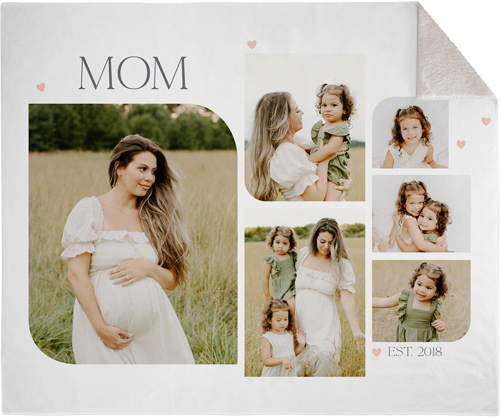 Mom Arch Frames Fleece Photo Blanket, Sherpa, 50x60, White, white