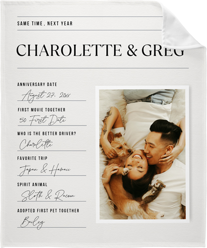 Journal Entry Fleece Photo Blanket, Fleece, 50x60, White, white