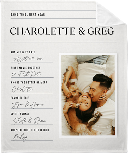 Journal Entry Fleece Photo Blanket, Plush Fleece, 50x60, White, white